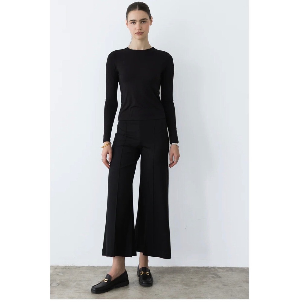 Ripley Rader Los Angeles Black Wide Leg Ponte Pants Cropped Size 1+ NEW
